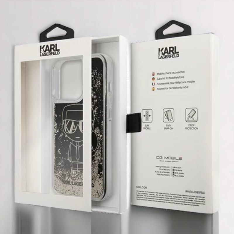 Ovitek Karl Lagerfeld "Liquid gold Glitter Gatsby" za iPhone 13 Pro Max/12 Pro Max (KLHCP13XLGGKBK)