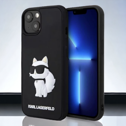 Silikonski ovitek Karl Lagerfeld " Rubber Choupette 3D" za iPhone 14 (KLHCP14S3DRKHNK) – Črna / TPU silikon