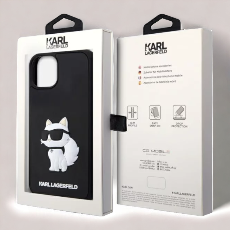 Silikonski ovitek Karl Lagerfeld " Rubber Choupette 3D" za iPhone 14 Pro (KLHCP14L3DRKHNK)