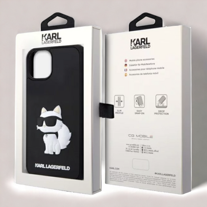 Silikonski ovitek Karl Lagerfeld " Rubber Choupette 3D" za iPhone 14 Pro (KLHCP14L3DRKHNK)