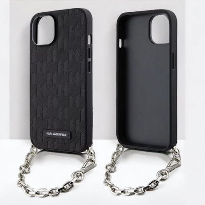 Ovitek Karl Lagerfeld "Saffiano Monogram Chain" za iPhone 14 (KLHCP14SSACKLHPK)