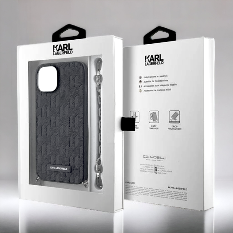 Ovitek Karl Lagerfeld "Saffiano Monogram Chain" za iPhone 14 (KLHCP14SSACKLHPK)