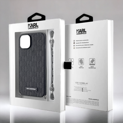 Ovitek Karl Lagerfeld "Saffiano Monogram Chain" za iPhone 14 Pro Max (KLHCP14XSACKLHPK)