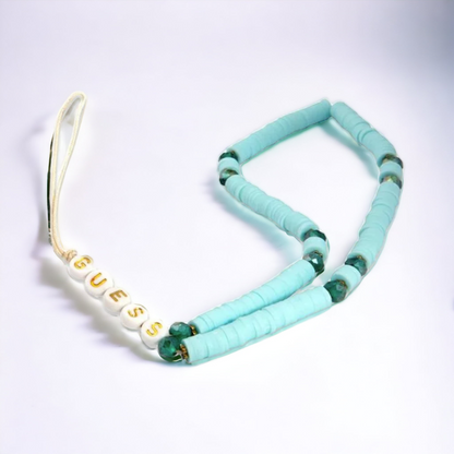 Pašček za telefon Guess "blue - Heishi Beads" (GUSTPEARP) – Svetlo modra