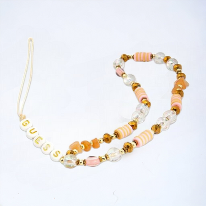 Pašček za telefon Guess "Beads Bohemia" (GUSTBOHP) – Rjava
