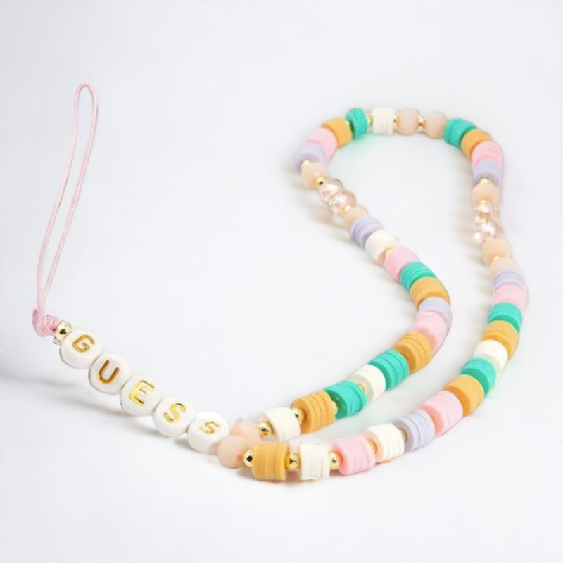Pašček za telefon Guess "pink - Heishi Beads" (GUSTFLWP) – Svetlo roza