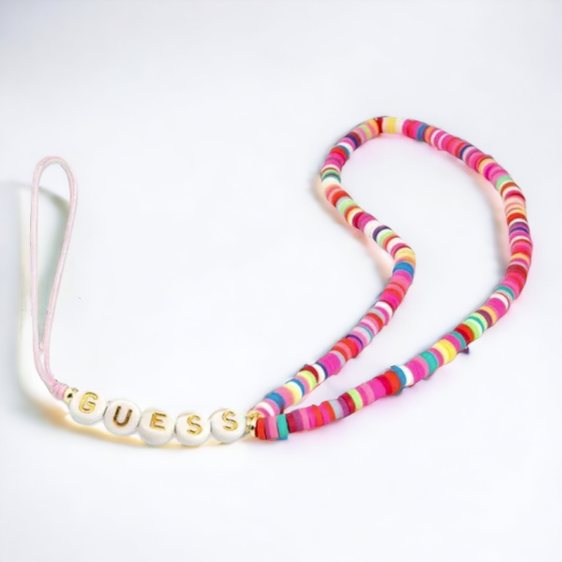 Pašček za telefon Guess " multicolor pink - Heishi Beads" (GUSTGMPP) – Roza