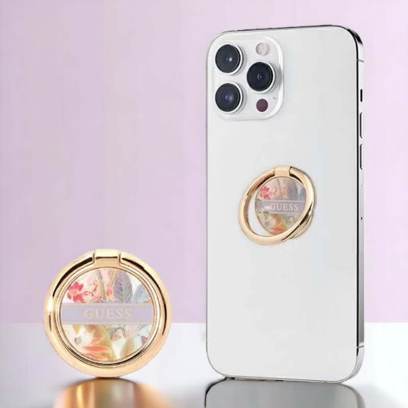 Držalo za telefon znamke Guess "purple Flower" (GURSHCHMAU) – Pastelno vijolična