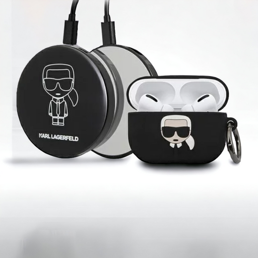 Komplet Karl Lagerfeld - ovitek za slušalke AirPods Pro in polnilna postaja (KLBPPBOAPK)