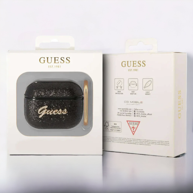 Original Guess etui "Glitter Flakes" za slušalke AirPods 3 (GUA3HGGSHK)