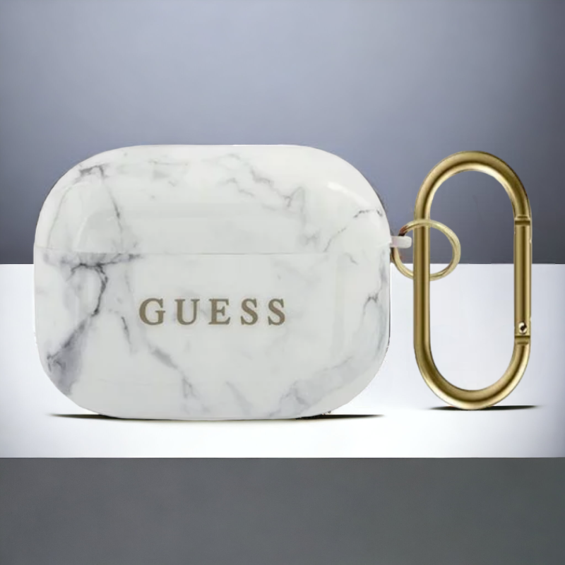 Original Guess etui "White Marble" za slušalke AirPods Pro (GUACAPTPUMAWH) – Bela