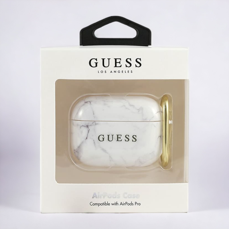 Original Guess etui "White Marble" za slušalke AirPods Pro (GUACAPTPUMAWH)