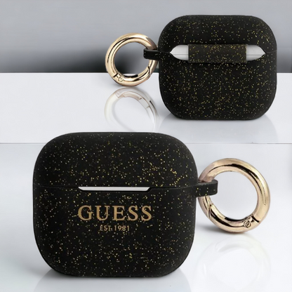 Original Guess etui "Silicone Glitter" za slušalke AirPods 3 (GUA3SGGEK) – Črna