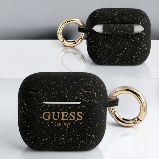 Original Guess etui "Silicone Glitter" za slušalke AirPods 3 (GUA3SGGEK) – Črna