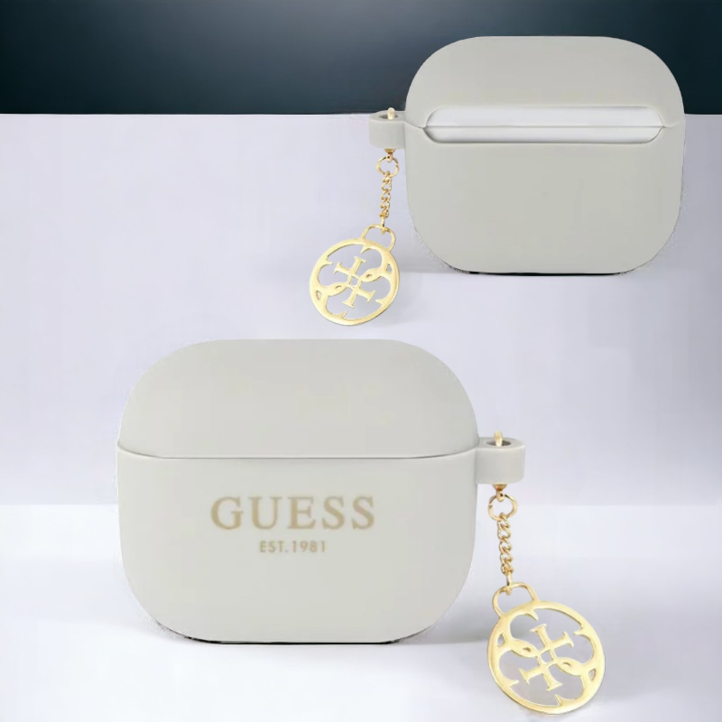 Original Guess etui "Silicone Charm 4G" za slušalke AirPods 3 (GUA3LSC4EG) – Bela