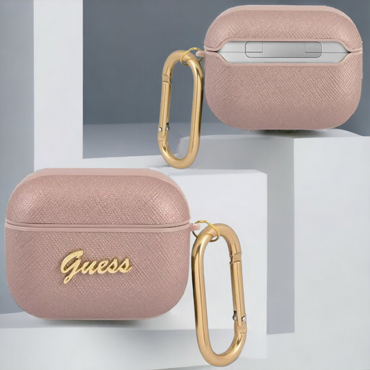 Original Guess "Saffiano Script Metal" etui za slušalke Airpods 3 (GUA3SASMP) – Svetlo roza