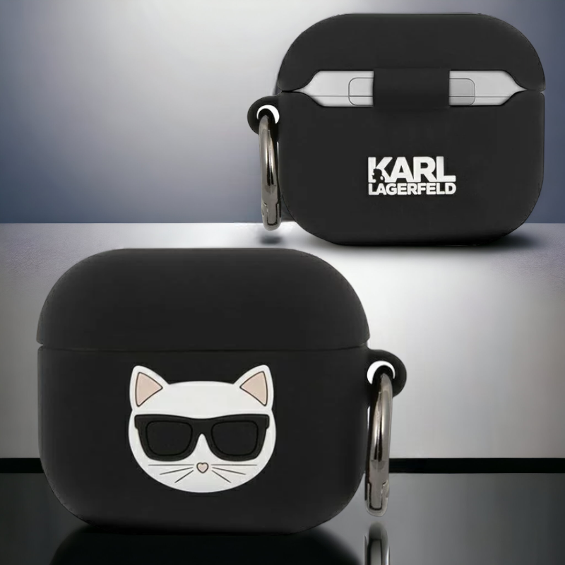Original Karl Lagerfeld etui "Silicone Choupette" za slušalke AirPods 3 (KLACA3SILCHBK) – Črna