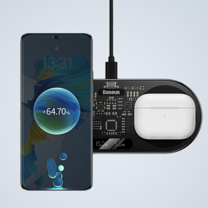 Brezžični polnilec 2 v 1 z LED zaslonom - 20W – Baseus