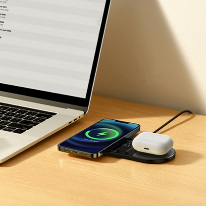 Brezžični polnilec 2 v 1 z LED zaslonom - 20W – Baseus – Črna