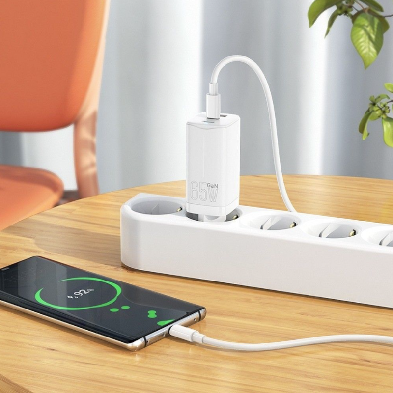 Komplet hišni polnilec "N16 mini" za hitro polnjenje in kabel USB C - 65W – Hoco – Bela