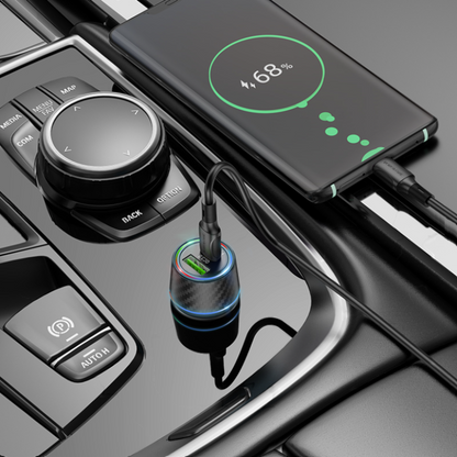 Avto polnilni adapter s kablom USB C za hitro polnjenje 48W – Borofone – Črna