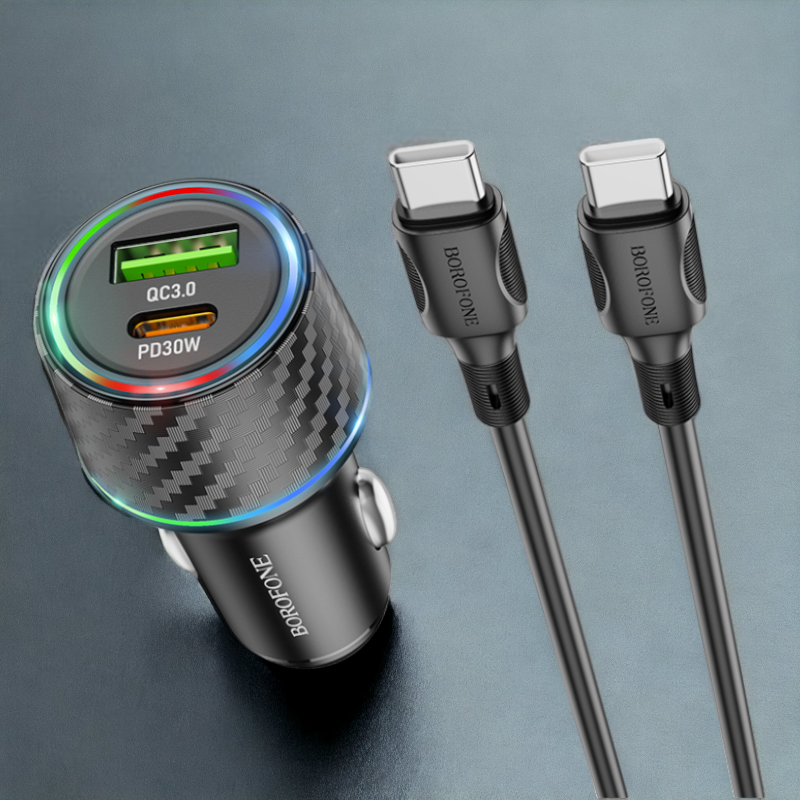 Avto polnilni adapter s kablom USB C za hitro polnjenje 48W – Borofone