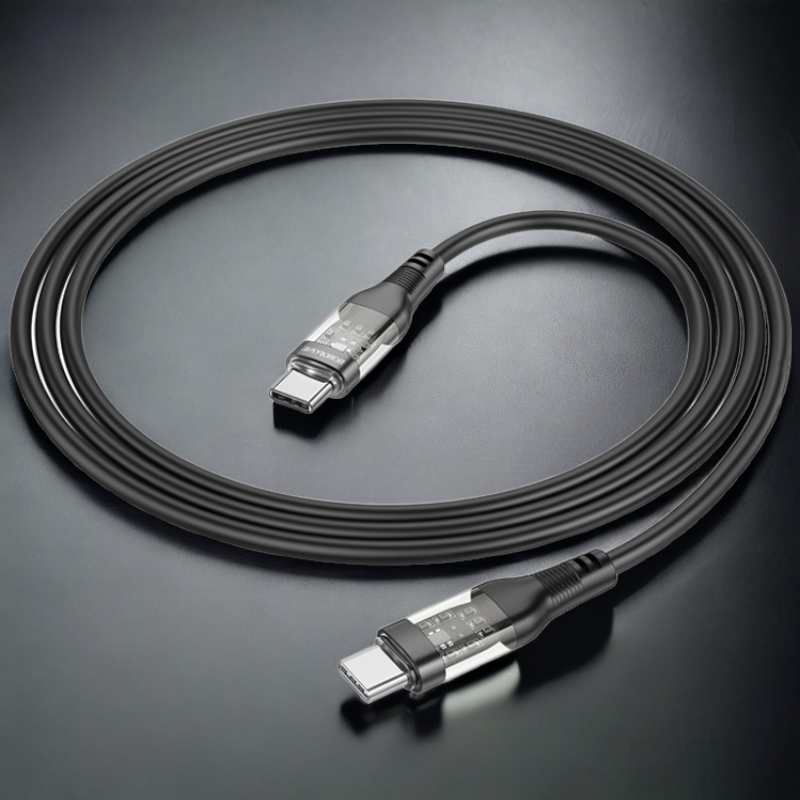 Polnilni kabel "Transparent shell" USB C - USB C 60W – Borofone – Bela
