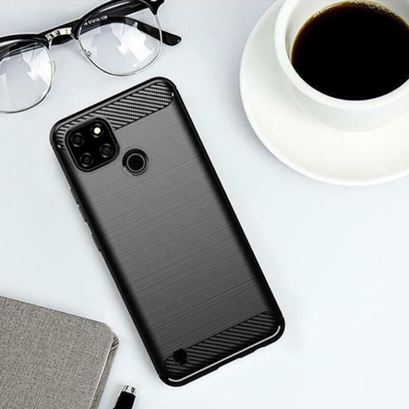 Silikonski ovitek "carbon" za Realme C21y - Črna – Techsuit – Črna / TPU silikon
