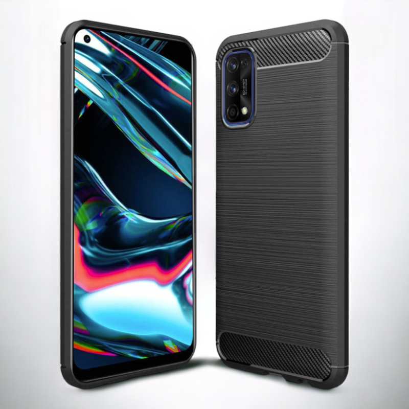 Silikonski ovitek "carbon" za Realme 7 Pro - Črna – Techsuit – Črna / TPU silikon