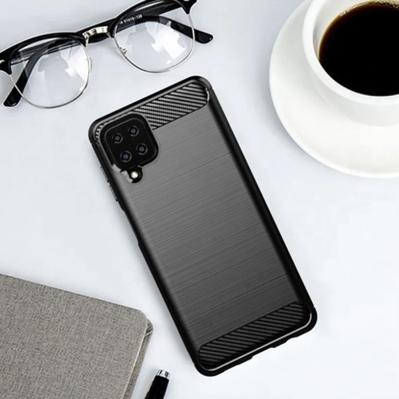 Silikonski ovitek "carbon" za Samsung Galaxy A12 - Črna – Techsuit – Črna / TPU silikon