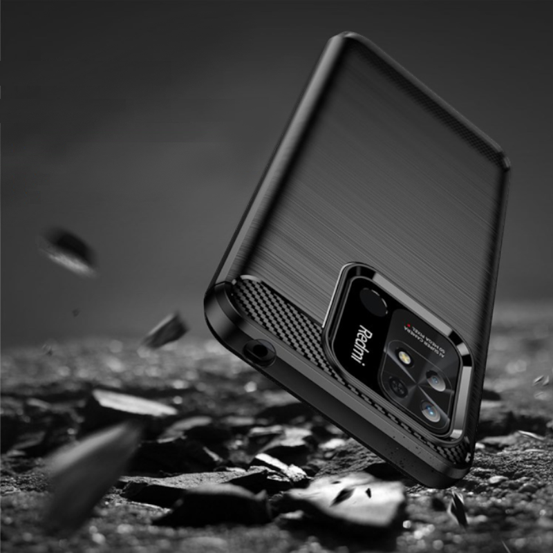 Silikonski ovitek "carbon" za Xiaomi Redmi 10C - Črna – Techsuit