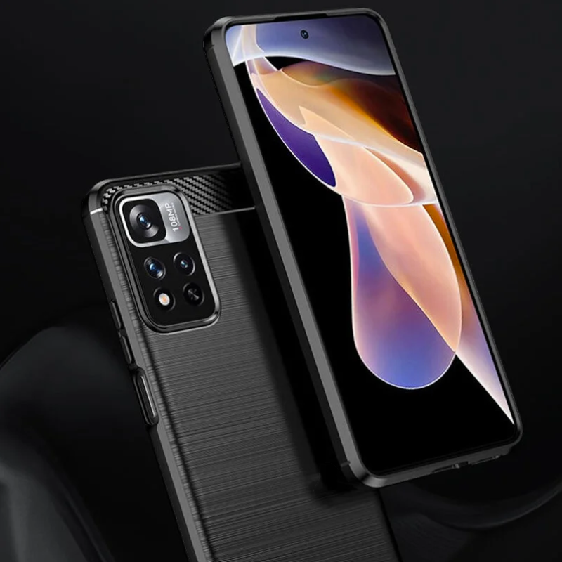 Silikonski ovitek "carbon" za Xiaomi Redmi Note 11 Pro Plus 5G - Črna – Techsuit – Črna / TPU silikon