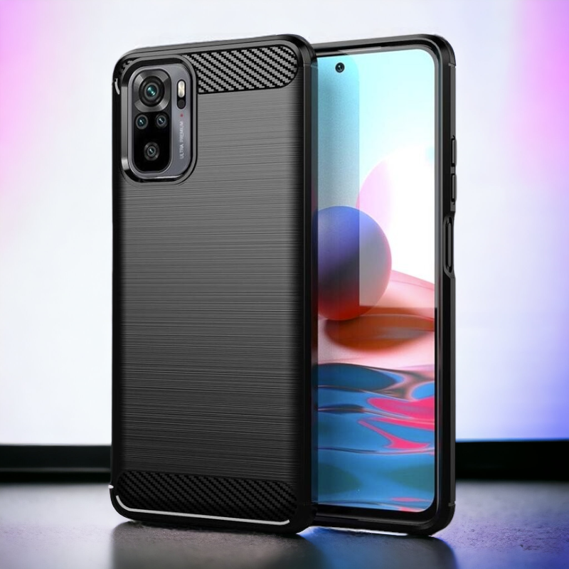 Silikonski ovitek "carbon" za Xiaomi Redmi Note 10s - Črna – Techsuit – Črna / TPU silikon