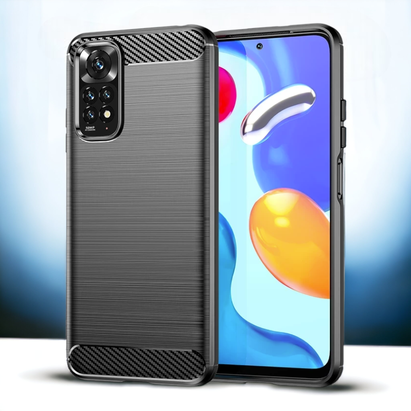 Silikonski ovitek "carbon" za Xiaomi Redmi Note 11 - Črna – Techsuit – Črna / TPU silikon