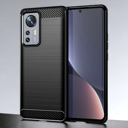 Silikonski ovitek "carbon" za Xiaomi Mi 12 Pro - Črna – Techsuit – Črna / TPU silikon