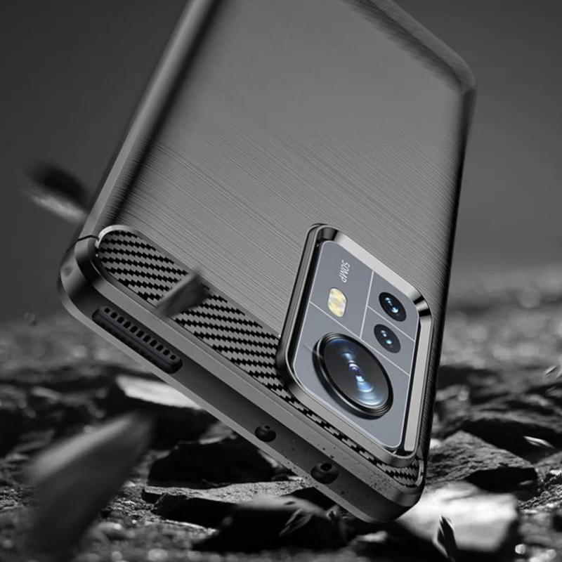 Silikonski ovitek "carbon" za Xiaomi Mi 12 Pro - Črna – Techsuit
