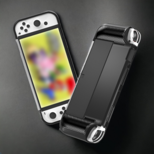 Silikonski ovitek "carbon" za Nintendo Switch OLED - Črna – Techsuit – Črna / TPU silikon
