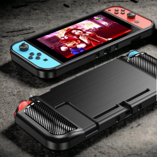 Silikonski ovitek "carbon" za Nintendo Switch - Črna – Techsuit – Črna / TPU silikon