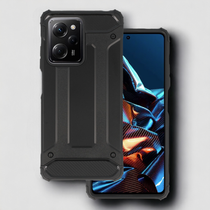 Silikonski ovitek "armor carbon" za Xiaomi Poco X5 Pro - Črna – Infostyle – Črna / PC + TPU silikon