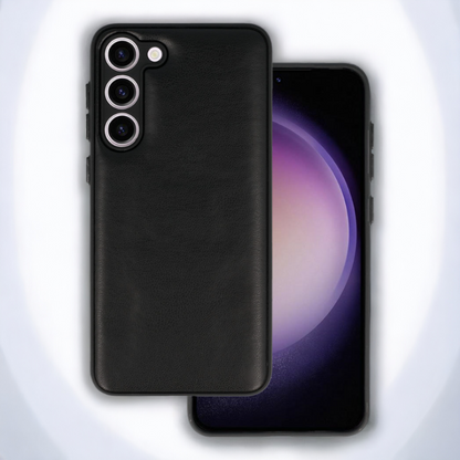 Silikonski ovitek "Smooth Leather 3D" za Samsung Galaxy S23 - črna – Infostyle – Črna / PU usnje + PC