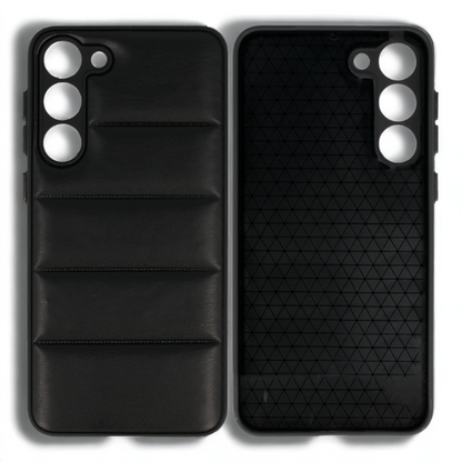 Silikonski ovitek "Striped Leather 3D" za Samsung Galaxy S23 - črna – Infostyle