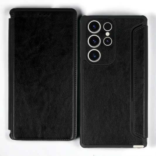 Preklopna torbica "Razor Leather" za Xiaomi Redmi Note 11 – Infostyle – Črna / Ekološko usnje + TPU silikon