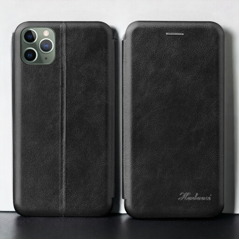 Preklopna torbica "Thin" za Samsung Galaxy S21 Ultra - Črna – Hadaasi – Črna / Ekološko usnje + TPU silikon