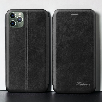 Preklopna torbica "Thin" za Samsung Galaxy S21 Ultra - Črna – Hadaasi – Črna / Ekološko usnje + TPU silikon