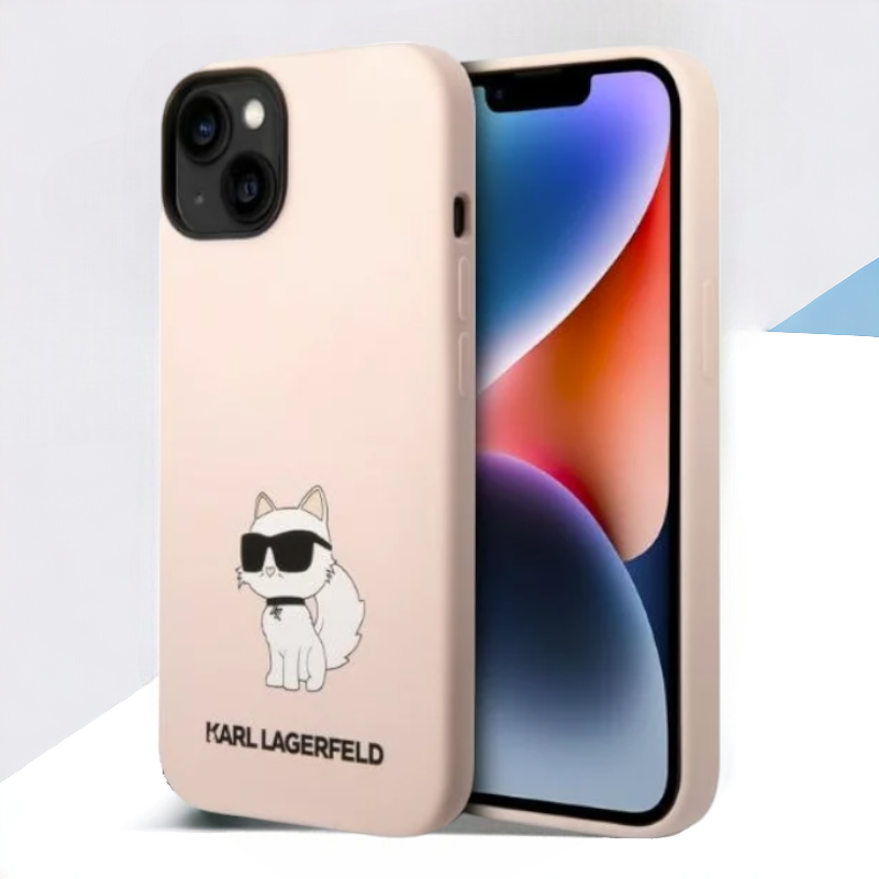 Ovitek Karl Lagerfeld "Choupette - silicone pink" za iPhone 14 Plus/15 Plus (KLHCP14MSNCHBCP) – Svetlo roza / TPU siliko