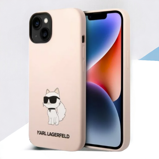 Ovitek Karl Lagerfeld "Choupette - silicone pink" za iPhone 14 Plus/15 Plus (KLHCP14MSNCHBCP) – Svetlo roza / TPU siliko