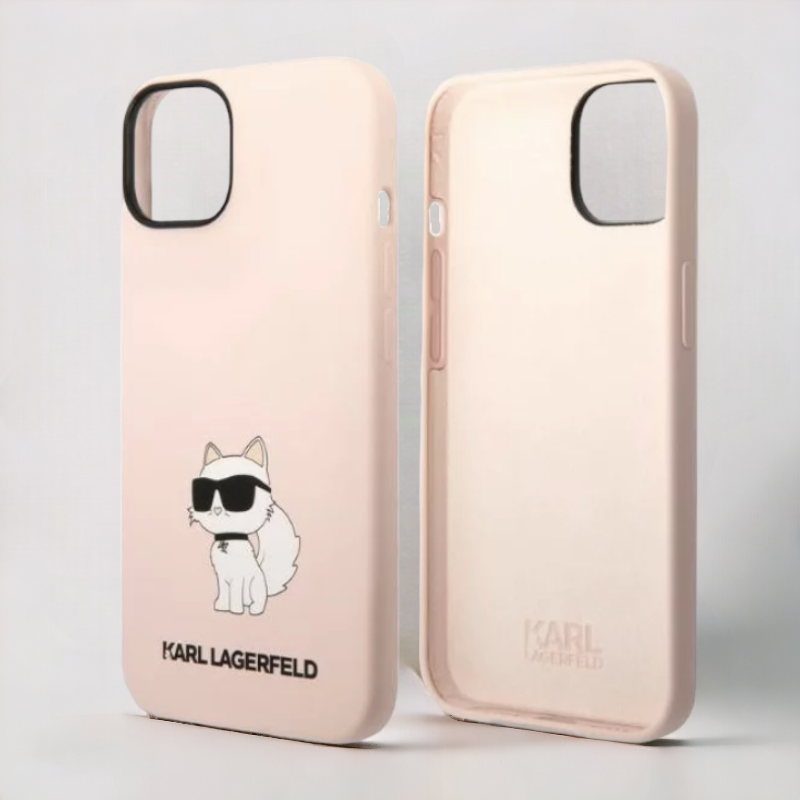 Ovitek Karl Lagerfeld "Choupette - silicone pink" za iPhone 14 Plus/15 Plus (KLHCP14MSNCHBCP)