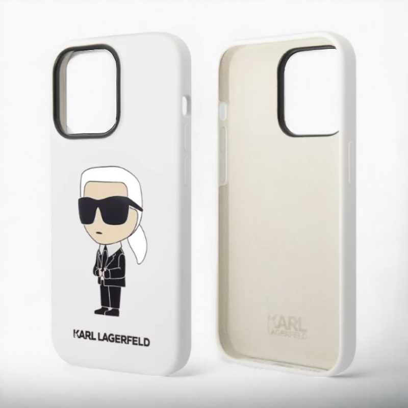 Ovitek Karl Lagerfeld "Icon - silicone white" za iPhone 14 Pro (KLHCP14LSNIKBCH)