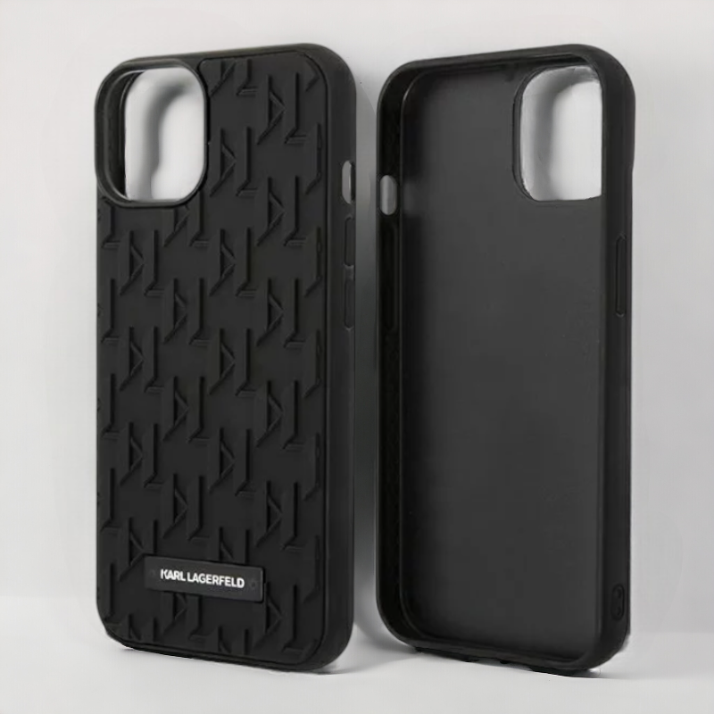Ovitek Karl Lagerfeld "3D monogram - black " za iPhone 13/14/15 (KLHCP14SRUPKLPK)