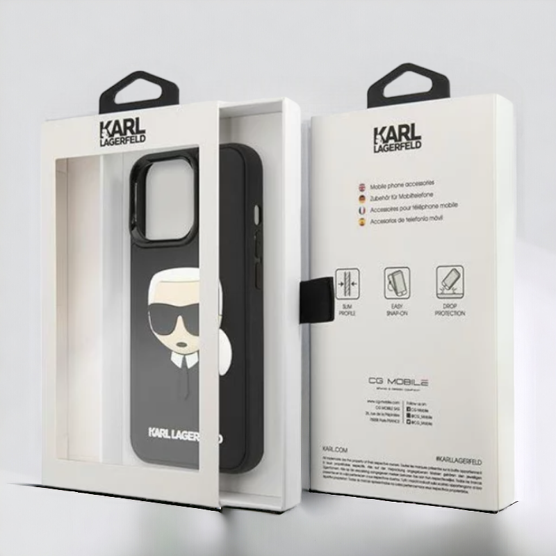 Ovitek Karl Lagerfeld "Karl's head - rubber black" za iPhone 14 Pro Max (KLHCP14XKH3DBK)